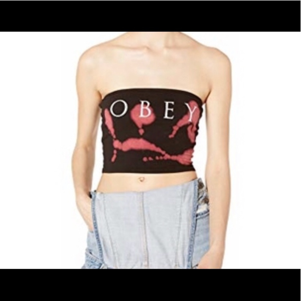 NWT Obey novel Obey 2 tube top black and red
